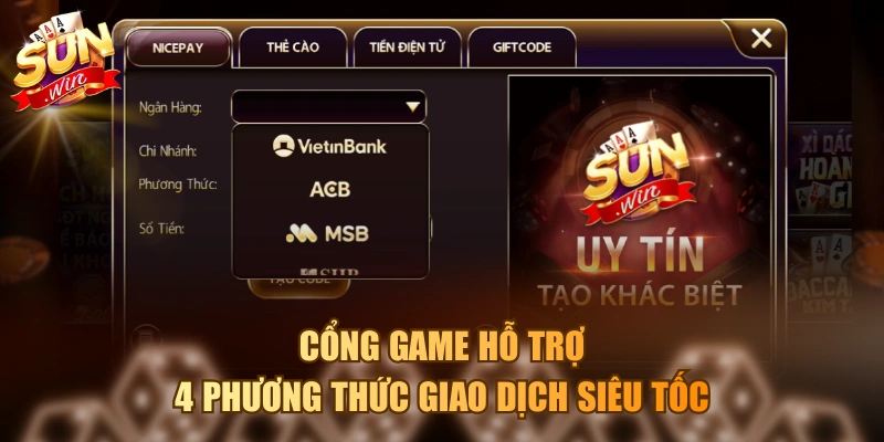 Trang chủ Cổng game hỗ trợ 4 phương thức giao dịch siêu tốc